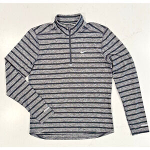 NIKE Ready Dri-Fit 1/4 Zip Men's Medium Black Grey Long Sleeve Training Shirt